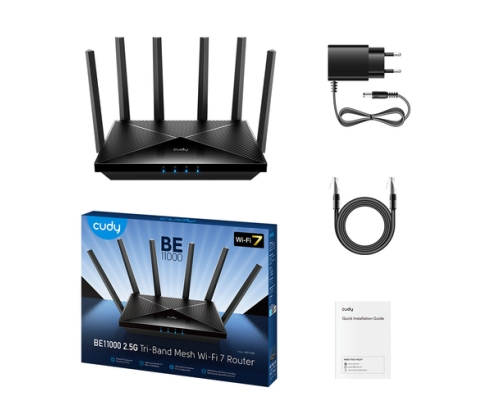 Cudy WR11000 router inalámbrico 2.5 Gigabit Ethernet Tribanda (2.4 GHz / 5 GHz / 6 GHz) Negro