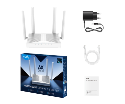 Cudy WR3000E router inalámbrico Gigabit Ethernet Doble banda (2,4 GHz / 5 GHz) Blanco