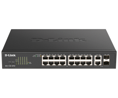 D-Link DGS-1100-18PV2 switch Gestionado L2 Gigabit Ethernet (10/100/1000) Energía sobre Ethernet (PoE) 1U Negro
