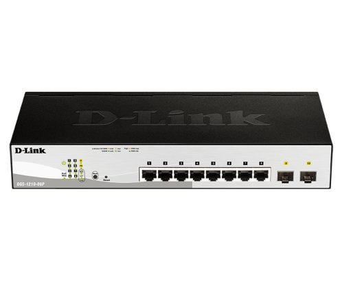 D-Link DGS-1210-08P Gestionado L2 Gigabit Ethernet (10/100/1000) EnergÍ­a sobre Ethernet (PoE) Negro