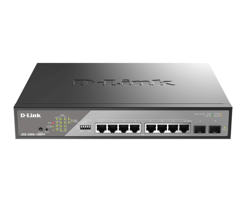 D-Link DSS-200G-10MPP switch Gestionado L2 Gigabit Ethernet (10/100/1000) Energía sobre Ethernet (PoE) 1U Negro, Gris
