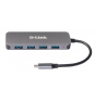 D-Link DUB-2340 hub de interfaz USB Tipo C 5000 Mbit/s Gris