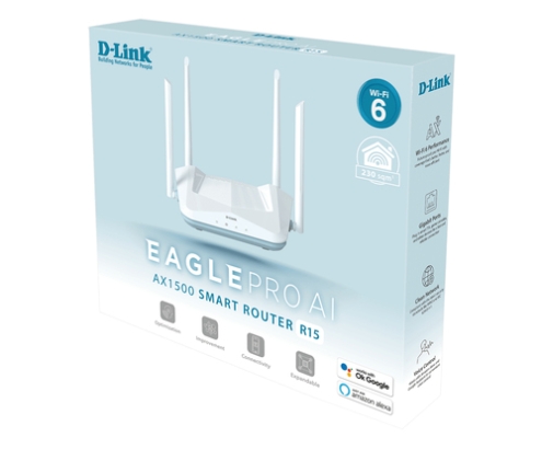 D-Link EAGLE PRO AI AX1500 Smart Router router inalámbrico Gigabit Ethernet Doble banda (2,4 GHz / 5 GHz) Blanco