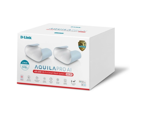 D-Link M60-2 sistema Wi-Fi Mesh (Wi-Fi en malla) Doble banda (2,4 GHz / 5 GHz) Wi-Fi 6 (802.11ax) Blanco 4 Interno