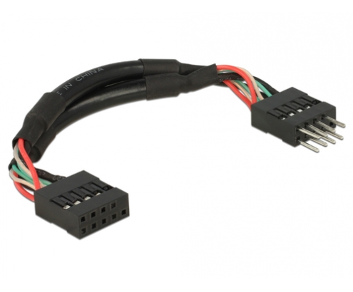 DeLOCK 0.1m 2xUSB2.0 10p cable USB 0,1 m USB 2.0 Negro