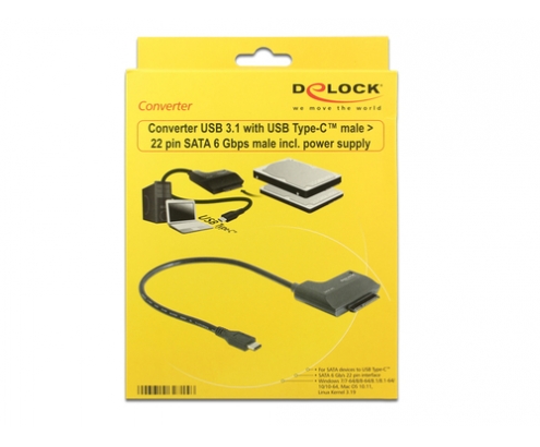 DeLOCK 0.245m, USB3.1-C/SATAIII tarjeta y adaptador de interfaz