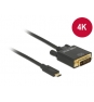 DeLOCK 3m, USB-C/DVI 24+1 Adaptador gráfico USB 3840 x 2160 Pixeles Negro