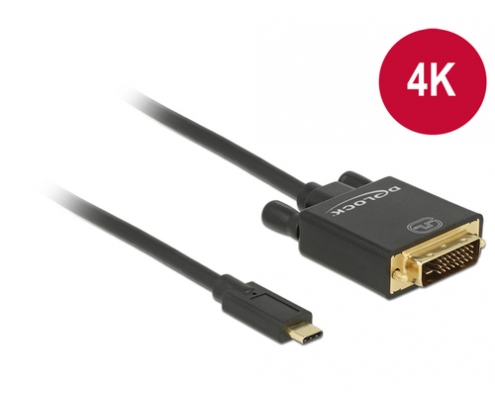 DeLOCK 3m, USB-C/DVI 24+1 Adaptador gráfico USB 3840 x 2160 Pixeles Negro