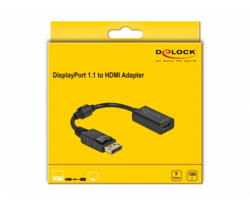 DeLOCK 61011 adaptador de cable de vÍ­deo 0,15 m DisplayPort HDMI Negro