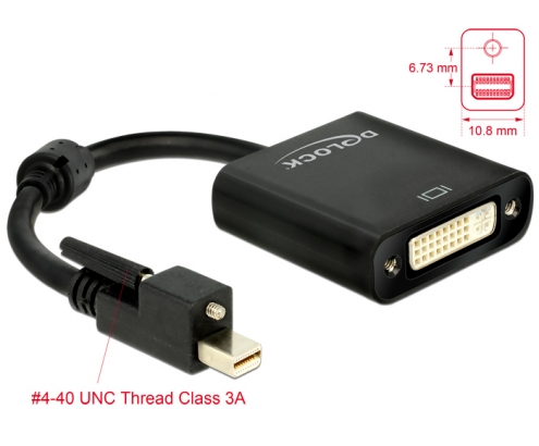 DeLOCK Adaptador de cable de vÍ­deo 0,25 m Mini DisplayPort, DVI-I Negro