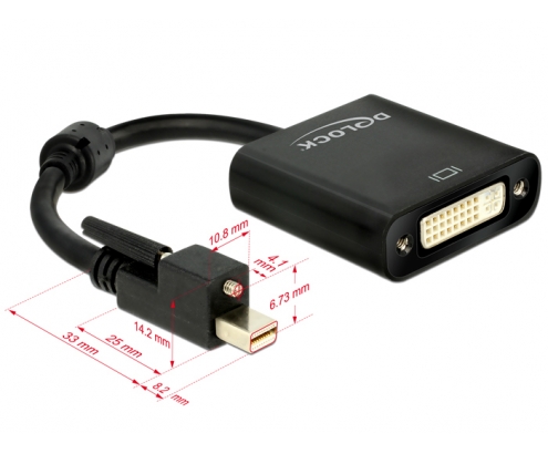 DeLOCK Adaptador de cable de vÍ­deo 0,25 m Mini DisplayPort, DVI-I Negro