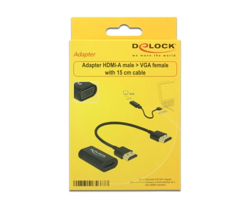 DeLOCK cable 0,15 HDMI/ VGA (D-Sub) Negro
