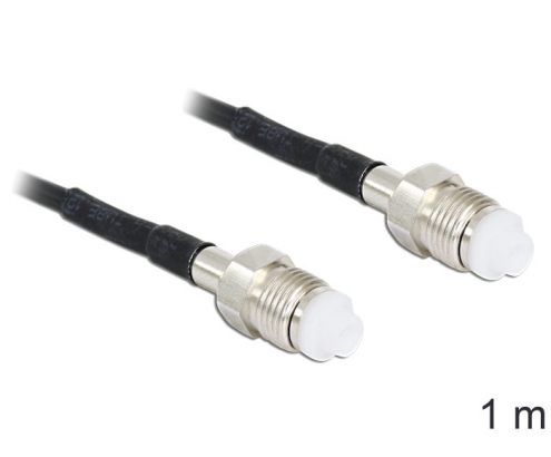 DELOCK cable coaxial RG-174 FME, 1 m Negro