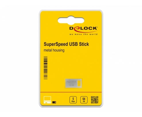 DeLOCK unidad flash USB 64 GB USB tipo A 3.2 Gen 1 (3.1 Gen 1) Plata