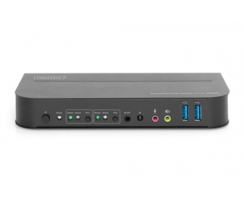 Digitus Conmutador KVM, 2 puertos, 4K60Hz, 2 DP in, 1 DP/HDMI out