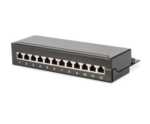 Digitus Panel de conexión CAT 6A de sobremesa, clase EA, apantallado, negro