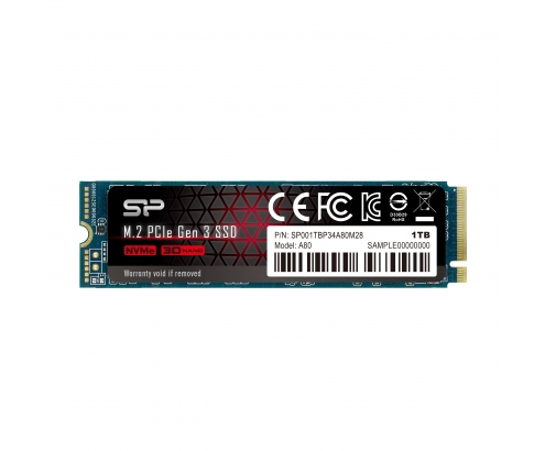 Disco ssd silicon Power P34A80 M.2 1024gb pci express 3.0 SLC NVMe SP001TBP34A80M28