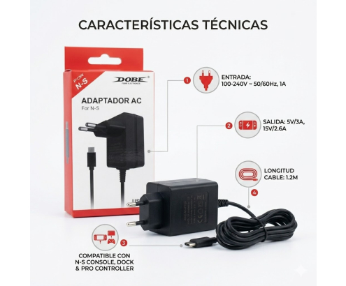DOBE CARGADOR TYPE-C NINTENDO SWITCH 6972520259173