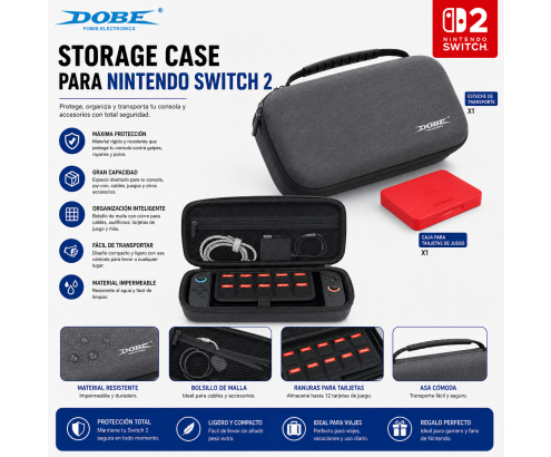 DOBE FUNDA TRANSPORTE NEGRA NINTENDO SWITCH 2 6972520258602