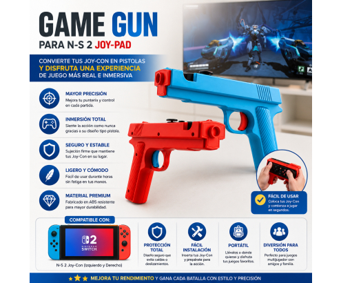 DOBE PACK ACCESORIO EMPUÑADURAS PISTOLA NINTENDO SWITCH 2 6972520258848