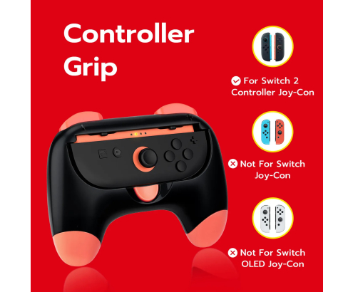 DOBE PACK CONTROLER GRIP CON AGARRE ROJO AZUL NINTENDO SWITCH 2 6972520258633