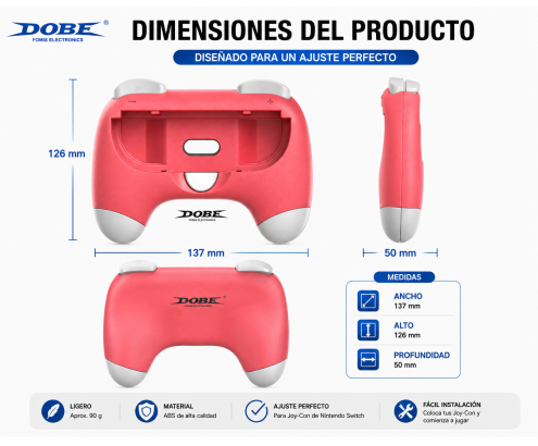 DOBE PACK CONTROLER GRIP CON AGARRE VERDE ROSA NINTENDO SWITCH 2 6972520258640