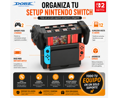 DOBE SOPORTE ALMACENAMIENTO JUEGOS Y MANDOS NINTENDO SWITCH 1_2 6972520258824