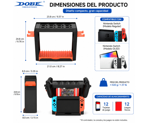 DOBE SOPORTE ALMACENAMIENTO JUEGOS Y MANDOS NINTENDO SWITCH 1_2 6972520258824