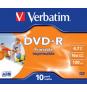 DVD-R VERBATIM 10 UNIDADES 4.7GB 16x 43521