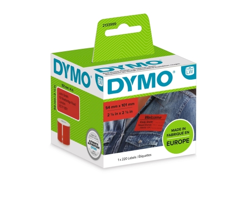 DYMO 2133399 etiqueta autoadhesiva Rectángulo redondeado Desmontable Rojo 220 pieza(s)