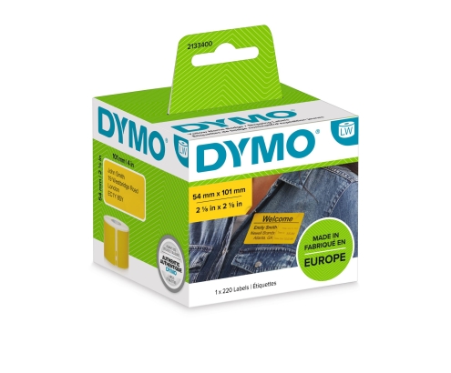 DYMO 2133400 etiqueta autoadhesiva Rectángulo redondeado Desmontable Amarillo 220 pieza(s)