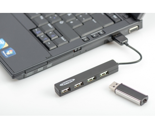 Ednet HUB de interfaz USB 2.0 ports 4, 480 Mbit/s Negro