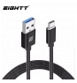 Eightt Cable USB 3.0 a Type C 1Mts trenzado de Nylon Negro ECT-3B