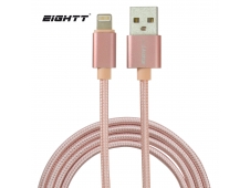 Eightt Cable USB a Lightning 1m trenzado de Nylon Rosa. Carcasa de alu...