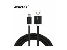 Eightt Cable USB a Lightning 2m trenzado de Nylon Negro. Carcasa de al...