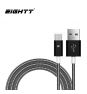 Eightt Cable USB a MicroUSB 1Mts trenzado de Nylon Negro. Carcasa de aluminio 