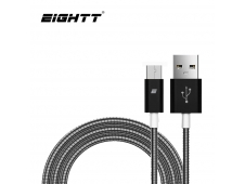 Eightt Cable USB a MicroUSB 1Mts trenzado de Nylon Negro. Carcasa de a...
