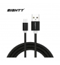 Eightt Cable USB a MicroUSB 2Mts trenzado de Nylon Negro. Carcasa de aluminio
