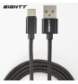 Eightt Cable USB a Type C 1Mts trenzado de Nylon Negro. Carcasa de aluminio