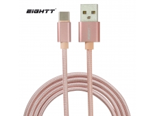 Eightt Cable USB a Type C 1Mts trenzado de Nylon Rosa. Carcasa de alum...