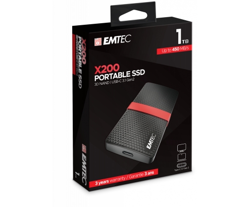 Emtec Disco SDD 1000 GB Negro, Rojo