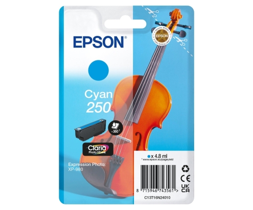 Epson 250 Violin Claria Photo HD cartucho de tinta 1 pieza(s) Original Cian