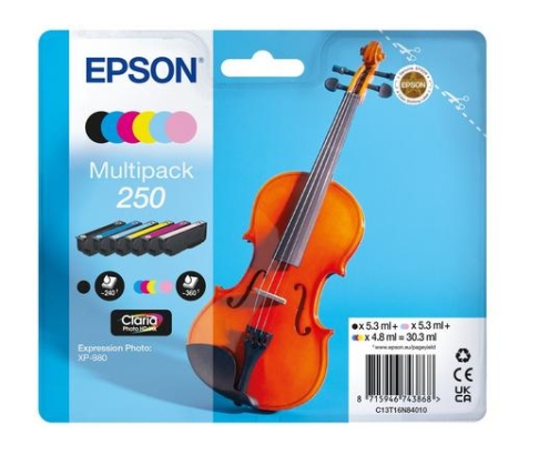 Epson 250 Violin Claria Photo HD cartucho de tinta 6 pieza(s) Original Negro, Cian, Cian claro, Magenta claro, Magenta, Blanco