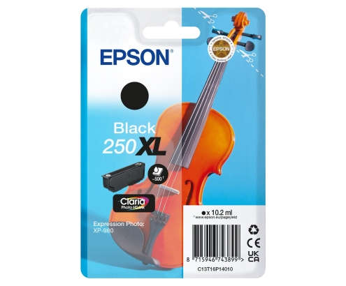 Epson 250XLViolin Claria Photo HD cartucho de tinta 1 pieza(s) Original Alto rendimiento (XL) Negro