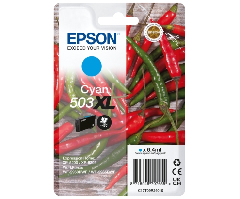 Epson 503XL cartucho de tinta 1 pieza(s) Original Alto rendimiento (XL) Cian