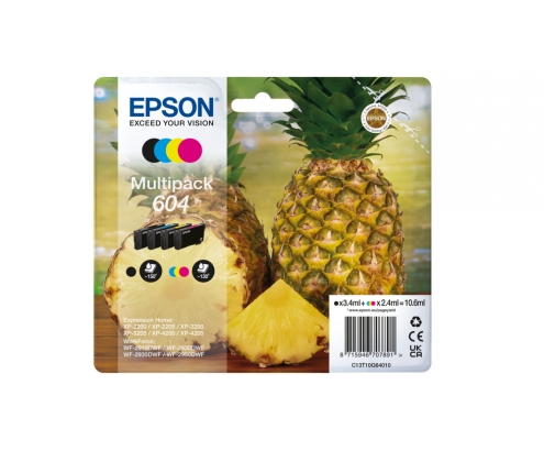 Epson 604 cartucho de tinta 4 pieza(s) Compatible Rendimiento estándar Negro, Cian, Magenta, Amarillo