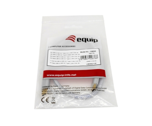 Equip 128358 Cable USB 3.2 Gen 2 C a C, M/M, 2,0m, PD 100W , 4K/60Hz, 10Gbps, Blanco