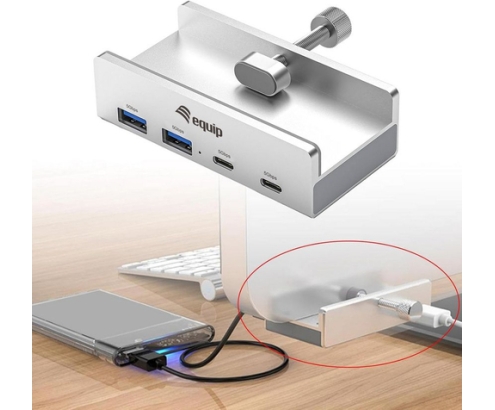 Equip 128967 hub de interfaz USB 3.2 Gen 1 (3.1 Gen 1) Type-A 5000 Mbit/s Aluminio