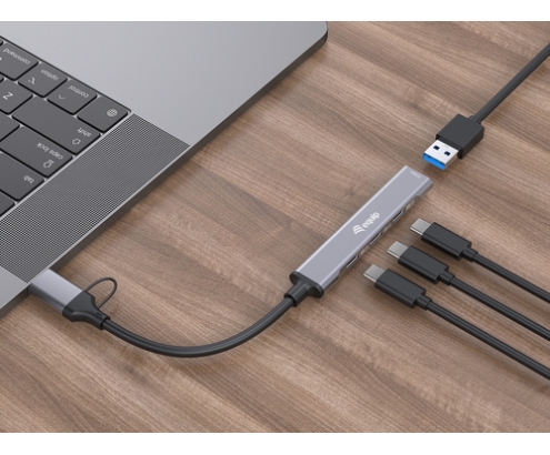 Equip 128969 hub de interfaz USB 3.2 Gen 1 (3.1 Gen 1) Type-C 5000 Mbit/s Gris
