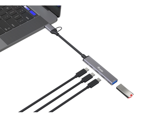 Equip 128969 hub de interfaz USB 3.2 Gen 1 (3.1 Gen 1) Type-C 5000 Mbit/s Gris